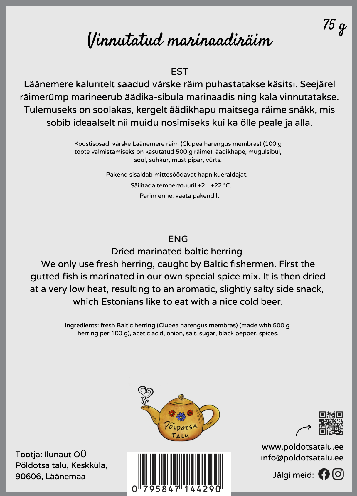 Vinnutatud marinaadiräime filee 75 g - Image 4